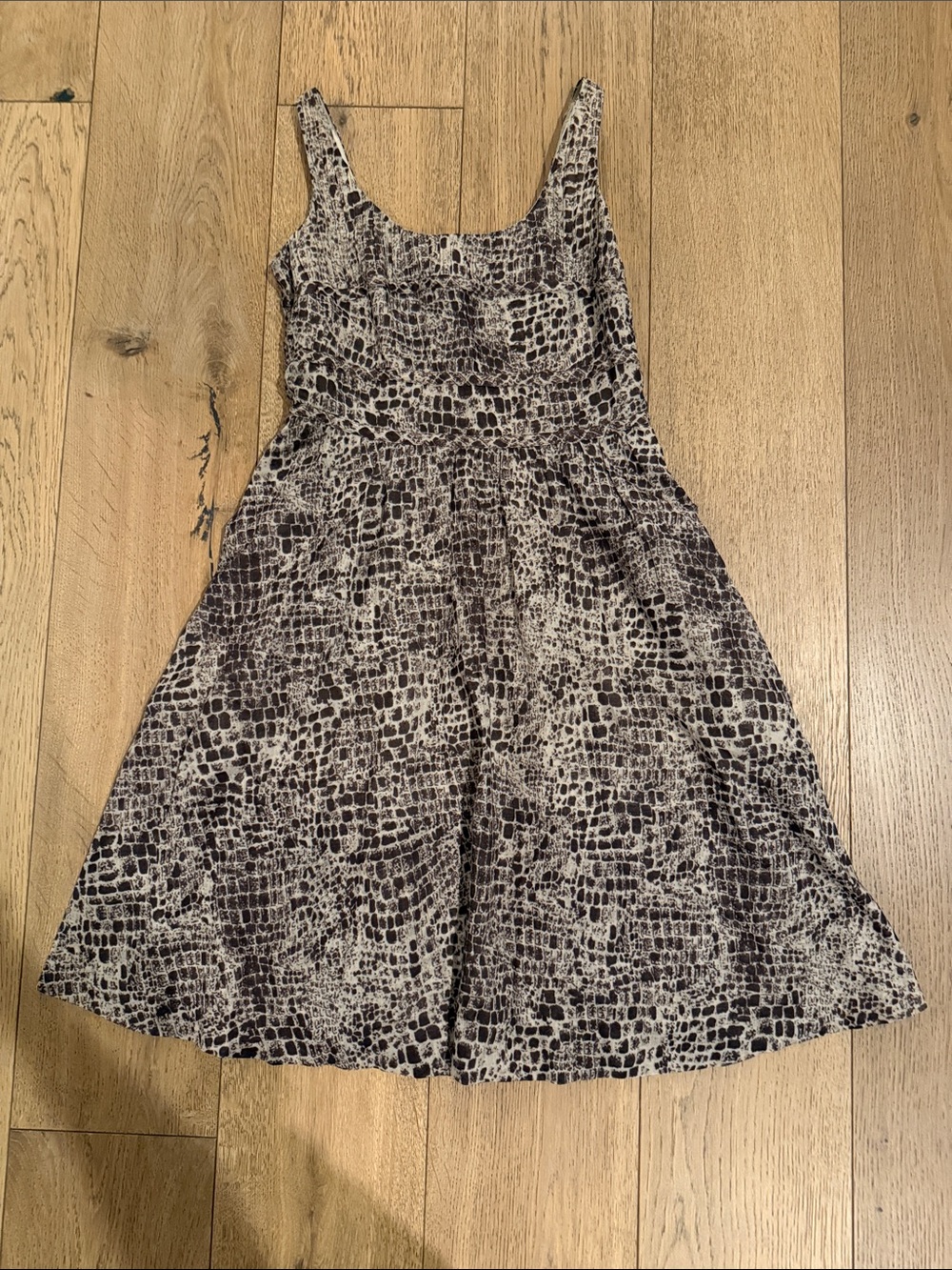 Calvin Klein Black and Cream Printed Midi Dress
